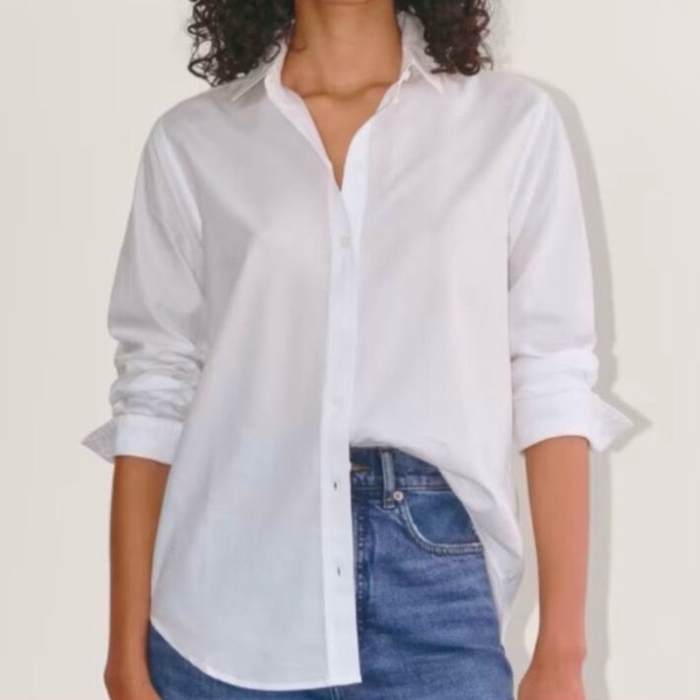 New Everlane Silky Cotton Relaxed White Button-Up Shirt Size 14